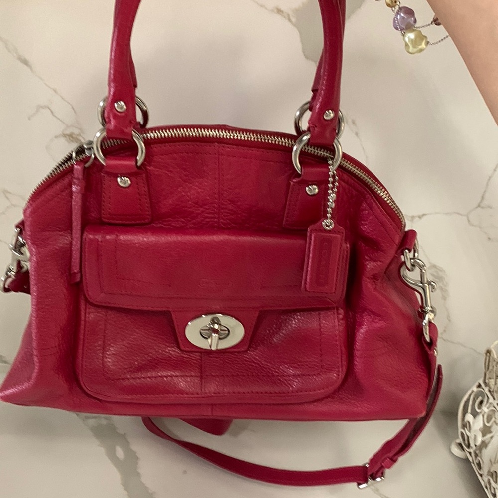 red coach bag
